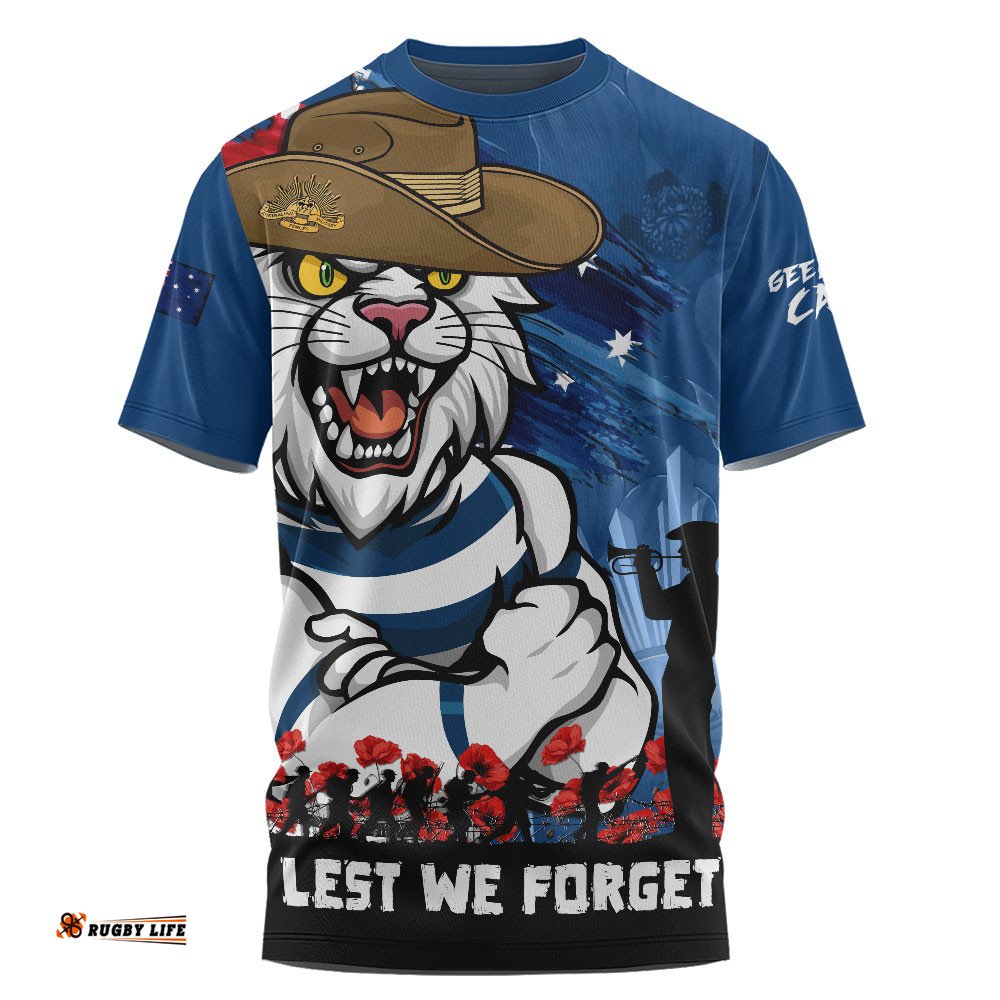 Geelong Cats T-Shirt ANZAC Inspired Football Fan Memorial Design