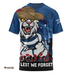 Geelong Cats T-Shirt ANZAC Inspired Football Fan Memorial Design