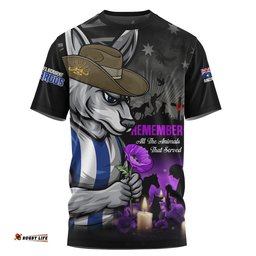 North Melbourne T-Shirt Anzac Day In Memory Of Animals That Served