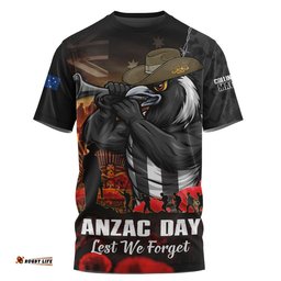 Collingwood T-Shirt ANZAC Day Lest We Forget Red Poppy And Honor The Brave Tribute