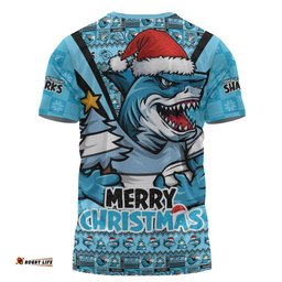 Cronulla-Sutherland Sharks T-Shirt Merry Christmas Festive Spirit Edition
