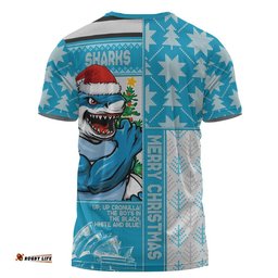 Cronulla-Sutherland Sharks T-Shirt Christmas Magic Knit Style Winter Glow