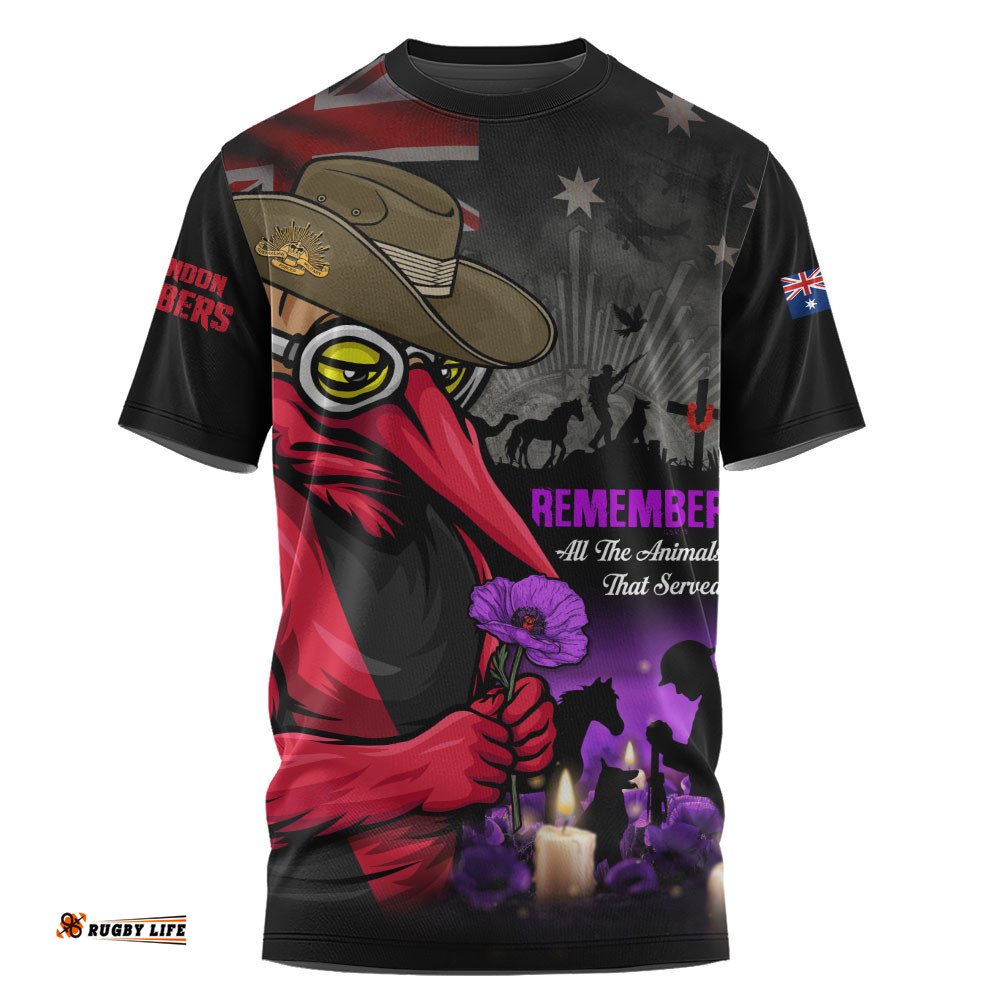 Essendon T-Shirt Anzac Day In Memory Of Animals That Served