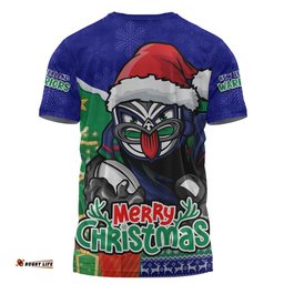 New Zealand Warriors T-Shirt Santa Scoring Touchdown On Christmas Game Day