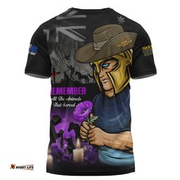 Gold Coast Titans T-Shirt Anzac Day Purple Poppy And Animals That Served