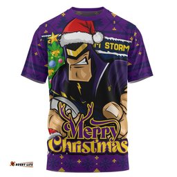 Melbourne Storm T-Shirt Merry Christmas Game Day Knit Style Team Edition