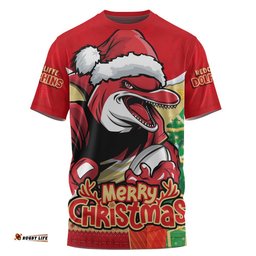 Redcliffe Dolphins T-Shirt Santa Scoring Touchdown On Christmas Game Day