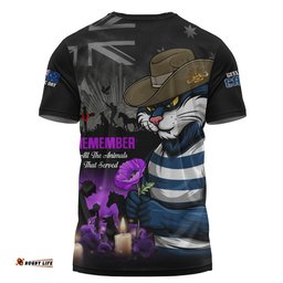 Geelong Cats T-Shirt Anzac Day In Memory Of Animals That Served
