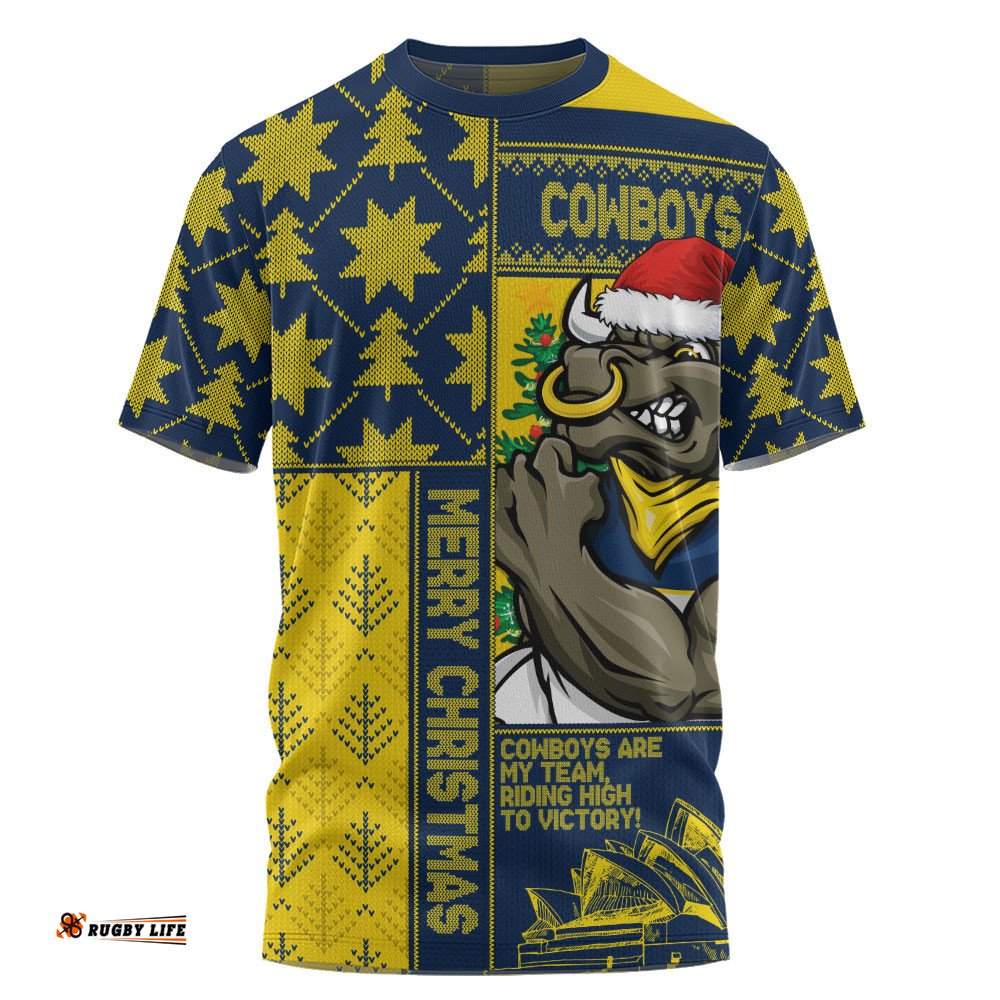 North Queensland Cowboys T-Shirt Christmas Magic Knit Style Winter Glow