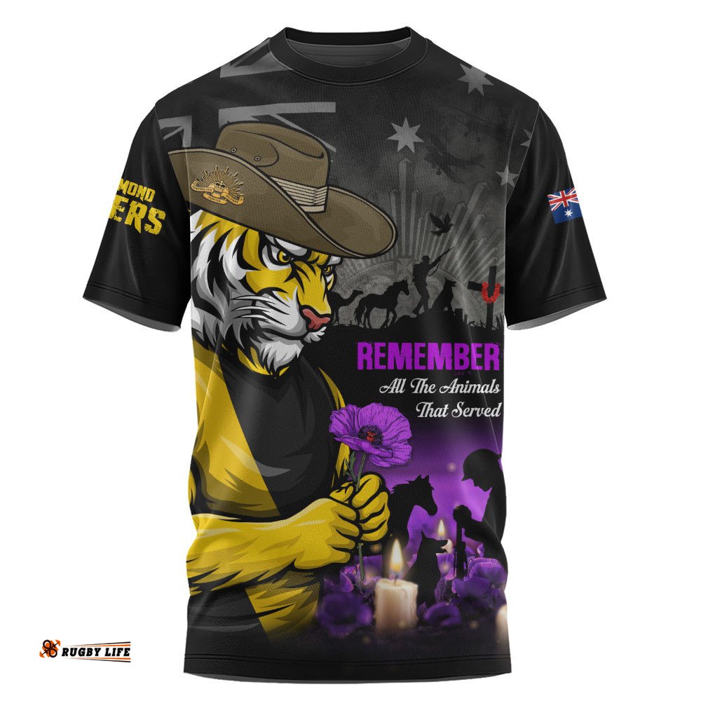 Richmond T-Shirt Anzac Day In Memory Of Animals That Served