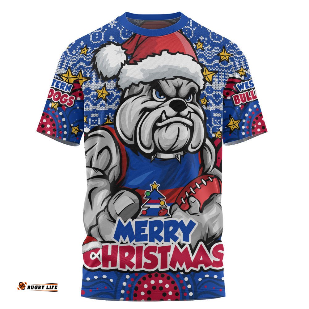 Western Bulldogs T-Shirt Ugly Christmas Knit Patterns Vintage Jersey