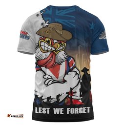 Sydney Roosters T-Shirt Anzac Day Lest We Forget Silent Dawn