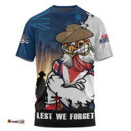 Sydney Roosters T-Shirt Anzac Day Lest We Forget Silent Dawn