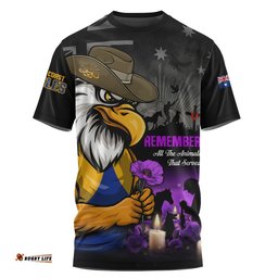 West Coast Eagles T-Shirt Anzac Day In Memory Of Animals That Served