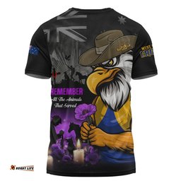 West Coast Eagles T-Shirt Anzac Day In Memory Of Animals That Served