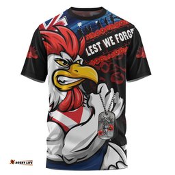Sydney Roosters T-Shirt Anzac Remembrance Of The Fallen
