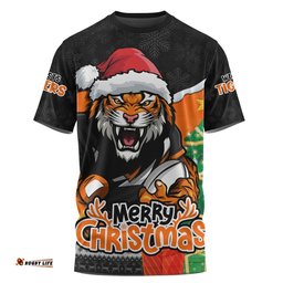 Wests Tigers T-Shirt Santa Scoring Touchdown On Christmas Game Day