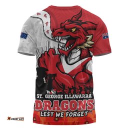 St. George Illawarra Dragons T-Shirt Anzac Day Remembrance Of Courage Loyalty Valor