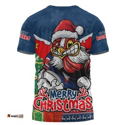 Sydney Roosters T-Shirt Santa Scoring Touchdown On Christmas Game Day