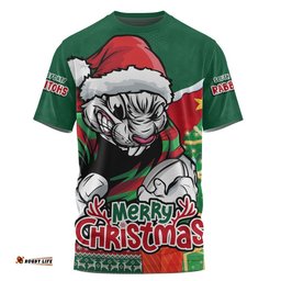 South Sydney Rabbitohs T-Shirt Santa Scoring Touchdown On Christmas Game Day
