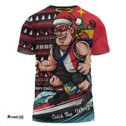 St Kilda T-Shirt Christmas Holiday Santa Rides The Waves