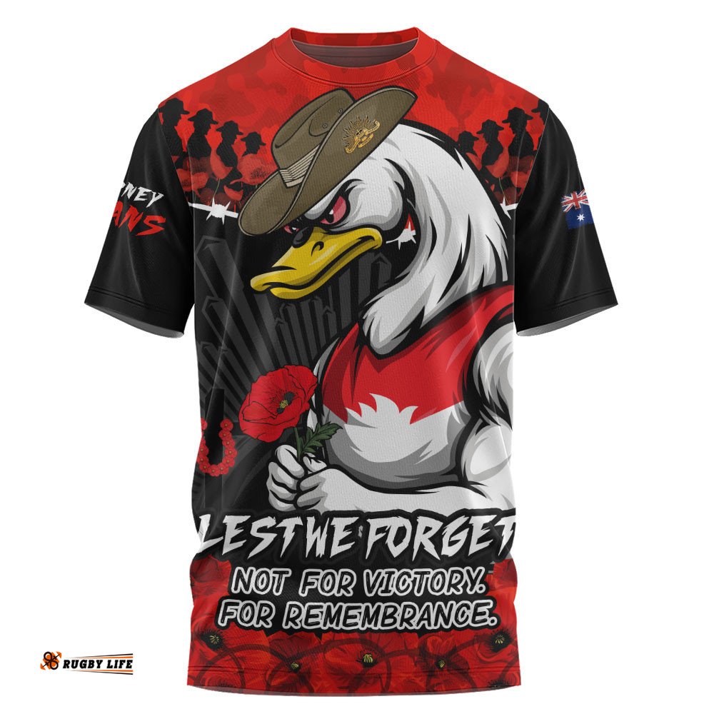 Sydney Swans T-Shirt ANZAC Day Not For Victory For Remembrance