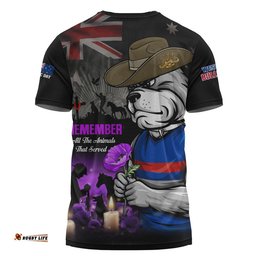 Western Bulldogs T-Shirt Anzac Day In Memory Of Animals That Served