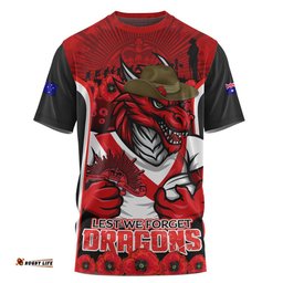 St. George Illawarra Dragons T-Shirt Lest We Forget In Honor And Remembrance
