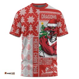 St. George Illawarra Dragons T-Shirt Christmas Magic Knit Style Winter Glow