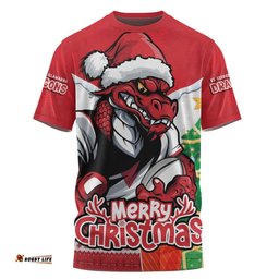 St. George Illawarra Dragons T-Shirt Santa Scoring Touchdown On Christmas Game Day