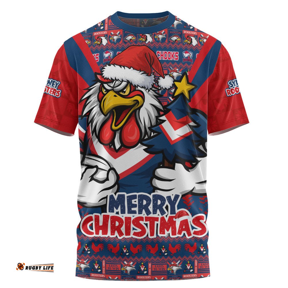 Sydney Roosters T-Shirt Merry Christmas Festive Spirit Edition