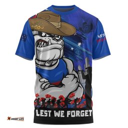 Western Bulldogs T-Shirt ANZAC Inspired Football Fan Memorial Design