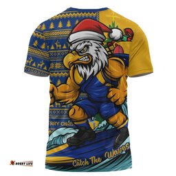 West Coast Eagles T-Shirt Christmas Holiday Santa Rides The Waves