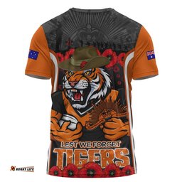 Wests Tigers T-Shirt Lest We Forget In Honor And Remembrance