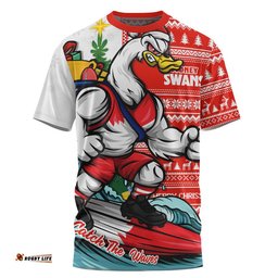 Sydney Swans T-Shirt Christmas Holiday Santa Rides The Waves