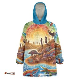 Aboriginal Dreamtime Animals Stories Wearable Blanket Hoodie LT9