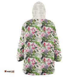 Aussie Pink Cockatoo Flowers Seamless Pattern Wearable Blanket Hoodie LT9