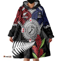 Aotearoa and Samoa Mo Te Tiriti Wearable Blanket Hoodie Tangata Moana Stand with Tangata Whenua LT9