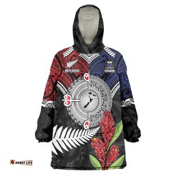 Aotearoa and Samoa Mo Te Tiriti Wearable Blanket Hoodie Tangata Moana Stand with Tangata Whenua LT9
