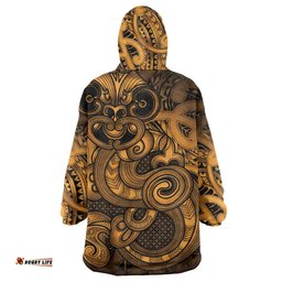 Aotearoa Maori Hei Tiki Wearable Blanket Hoodie Koura Kowhaiwhai Puhoro Motif LT9