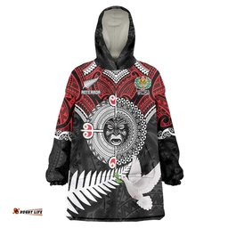 Aotearoa and Tonga Mo Te Tiriti Wearable Blanket Hoodie New Zealand Honour The Treaty Ake!Ake!Ake! LT9