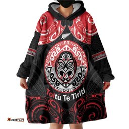 Aotearoa Toitu Te Tiriti Wearable Blanket Hoodie Haka Tiki Honour The Treaty LT14