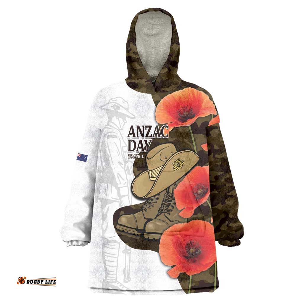 Australia ANZAC Day Wearable Blanket Hoodie Boots And Slouch Hat Lest We Forget LT14