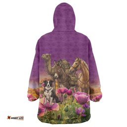ANZAC Day Wearable Blanket Hoodie Lest We Forget The Animals Of War LT15