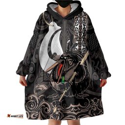Aotearoa Hei Matau Wearable Blanket Hoodie Haka Kiwi Mix Maori Mangopare LT14