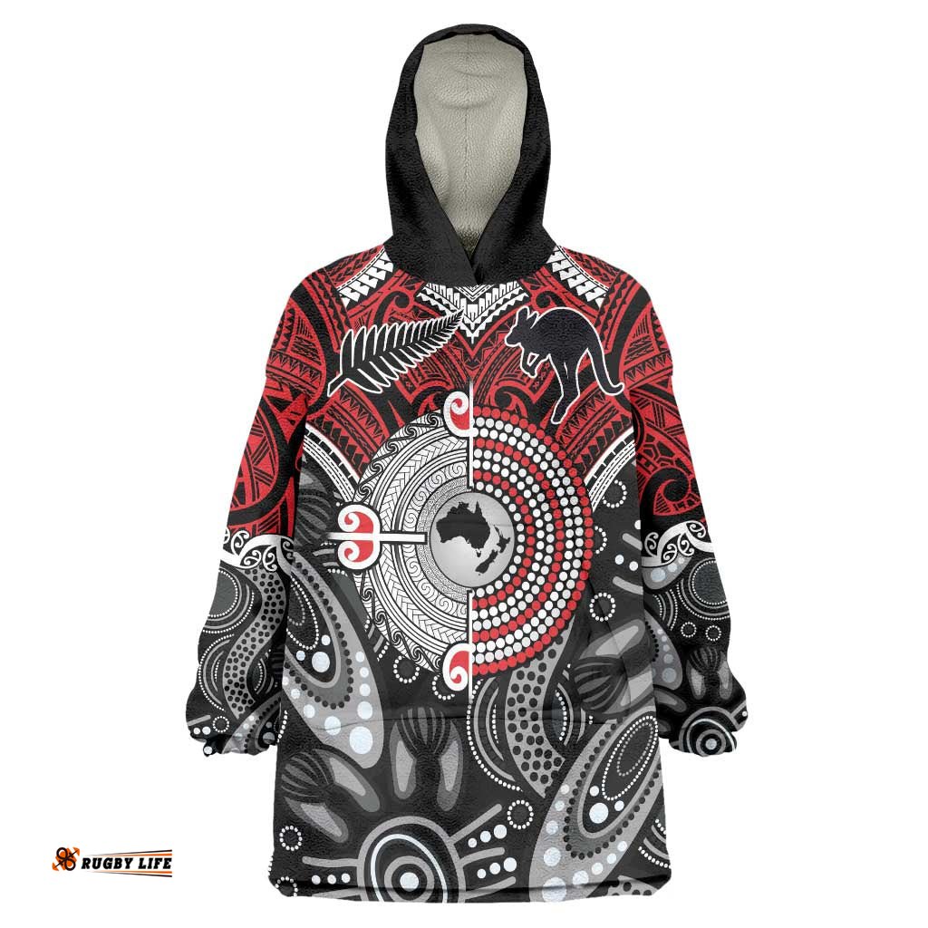 Aotearoa and Australia Wearable Blanket Hoodie New Zealand Honour The Treaty Ake!Ake!Ake! LT9