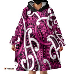 Aotearoa Maori Kowhaiwhai Wearable Blanket Hoodie Mawhero Puhoro and Patiki LT9