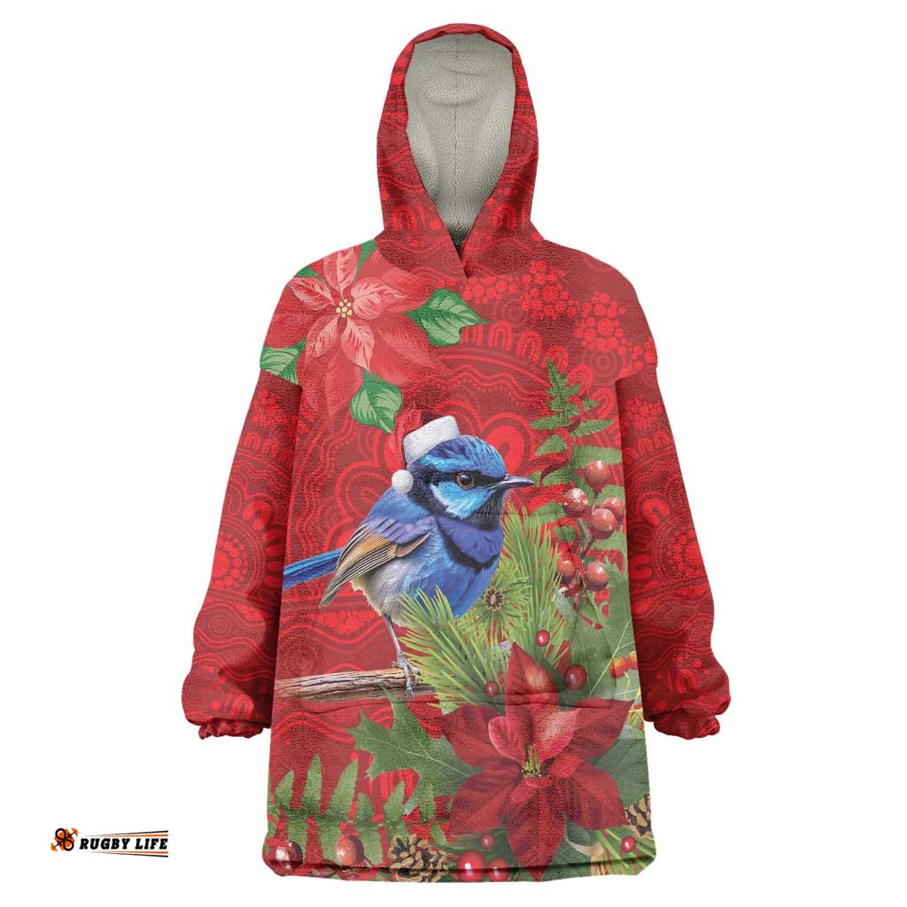 Aussie Superb Fairywren Bird Wearable Blanket Hoodie Aboriginal Inspired Christmas LT9