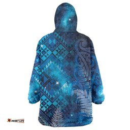 Aotearoa Taniko Matariki Wearable Blanket Hoodie Cosmic Blue LT7
