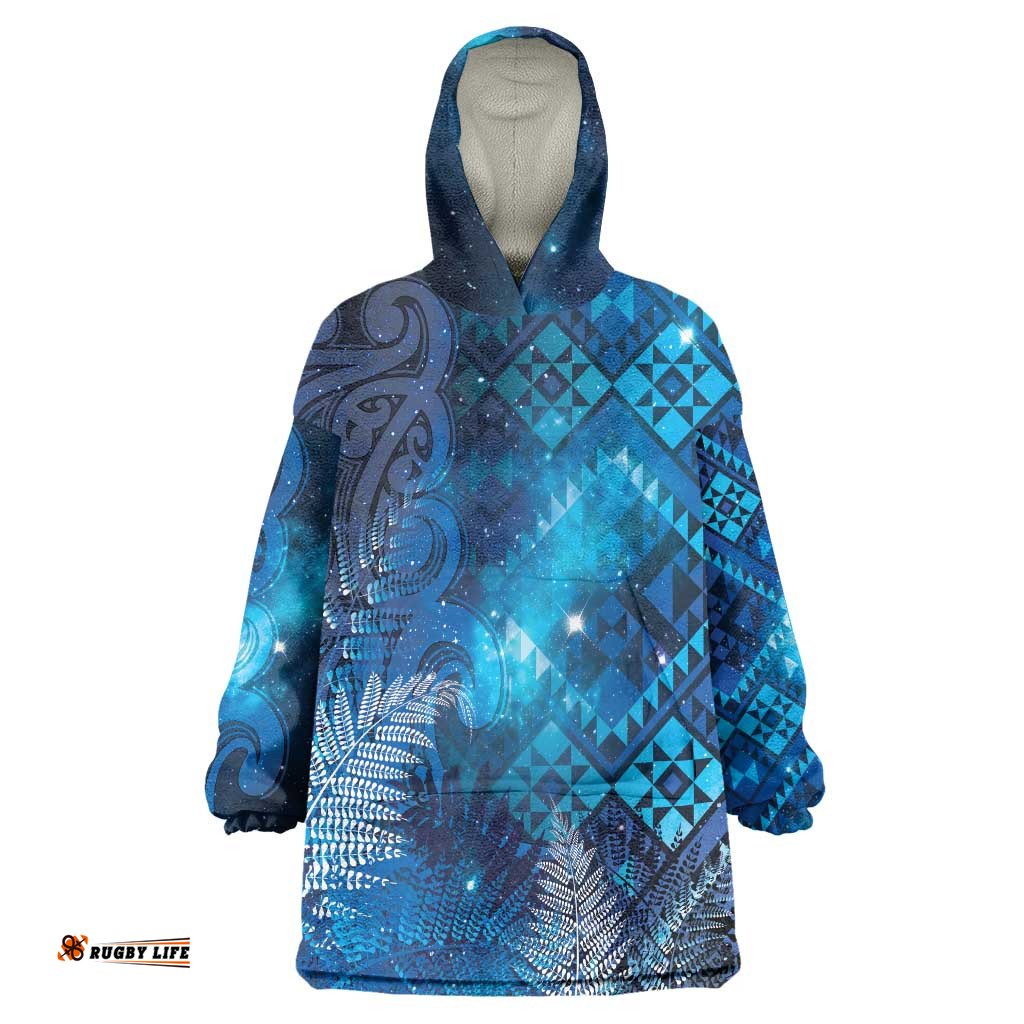Aotearoa Taniko Matariki Wearable Blanket Hoodie Cosmic Blue LT7